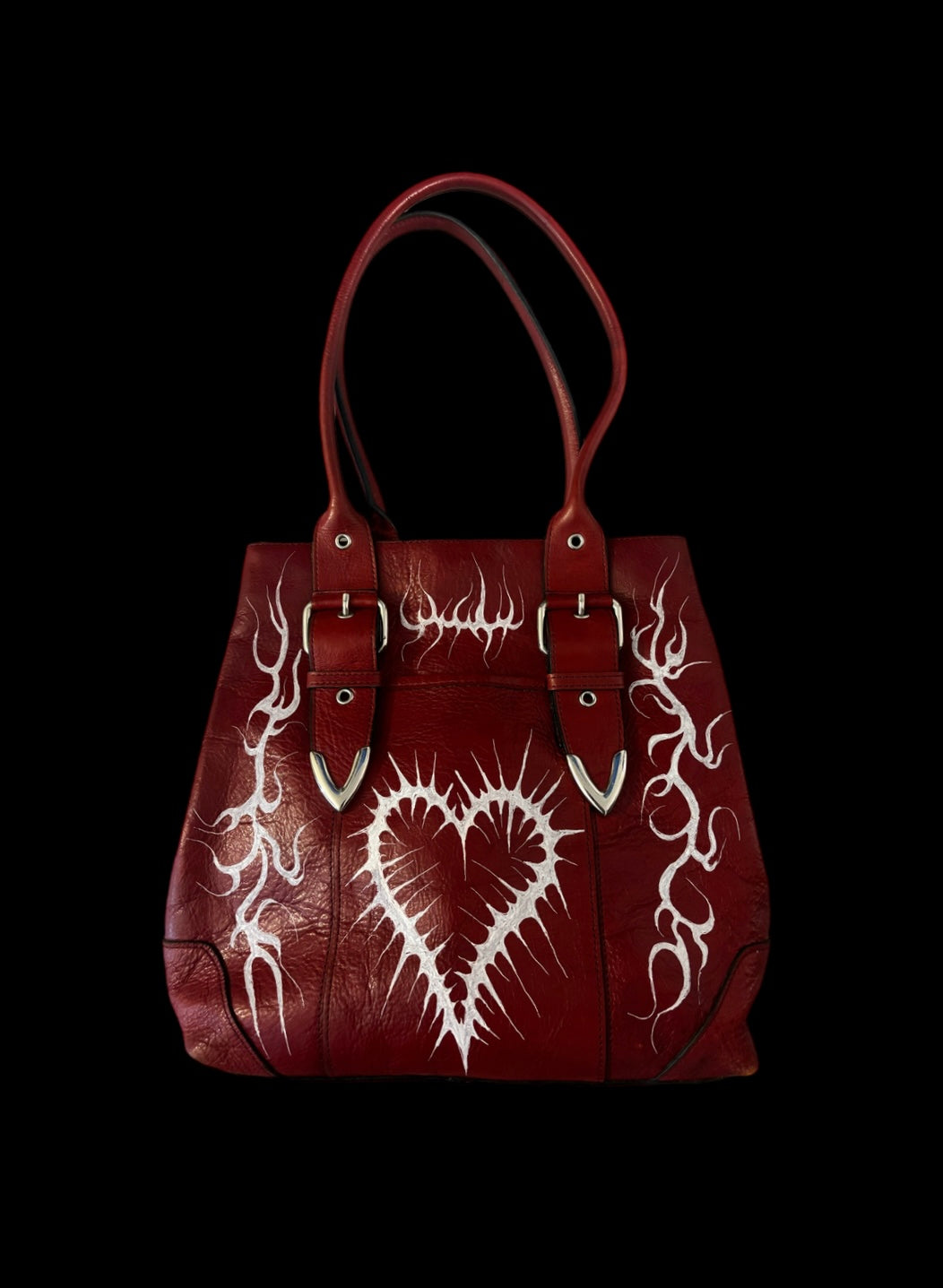 1/1 hand painted vintage leather purse