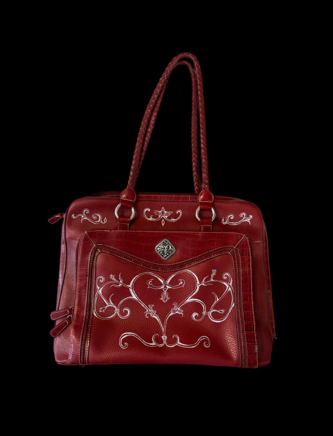 1/1 hand painted purse on vintage leather